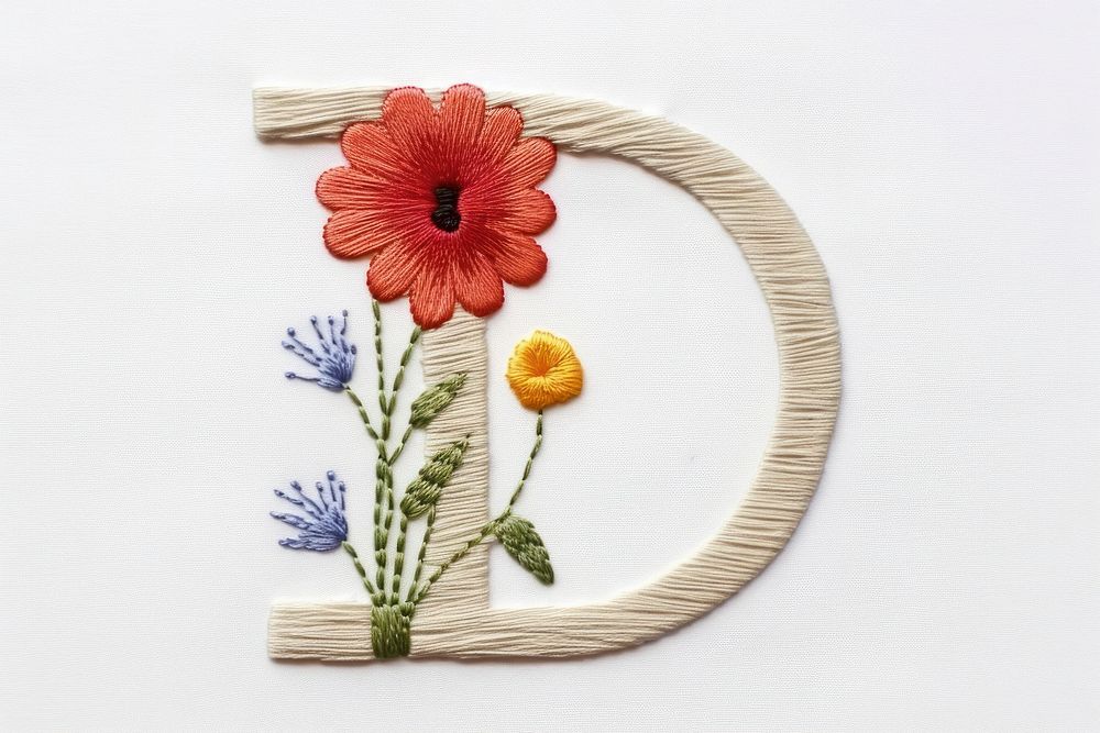 Flower embroidery plant art. AI generated Image by rawpixel.