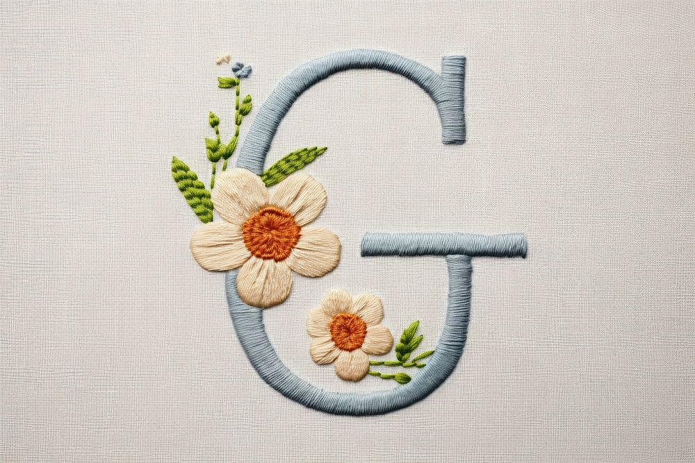 Embroidery pattern flower text. AI generated Image by rawpixel.