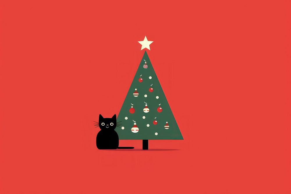 Cat christmas tree mammal animal. AI generated Image by rawpixel.
