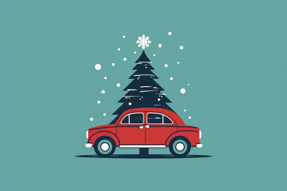 Christmas car vehicle wheel tree. AI generated Image by rawpixel.