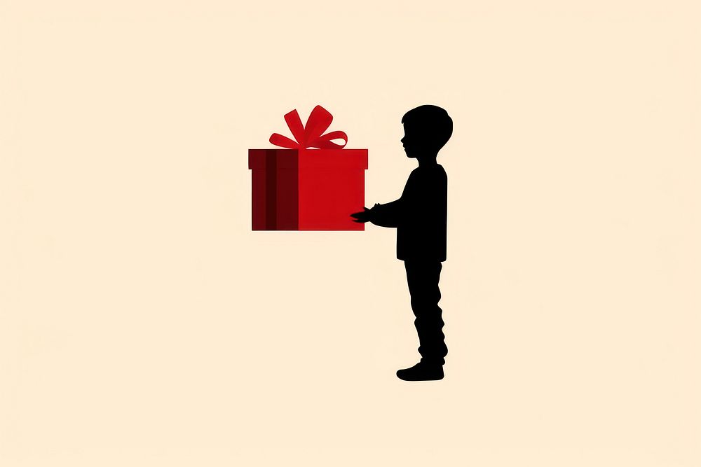Kid holding big gift christmas celebration silhouette. AI generated Image by rawpixel.