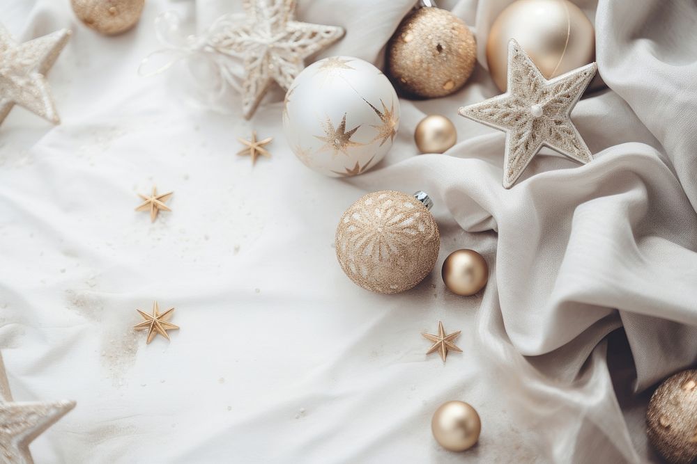 Christmas decorations white celebration backgrounds. AI generated Image by rawpixel.