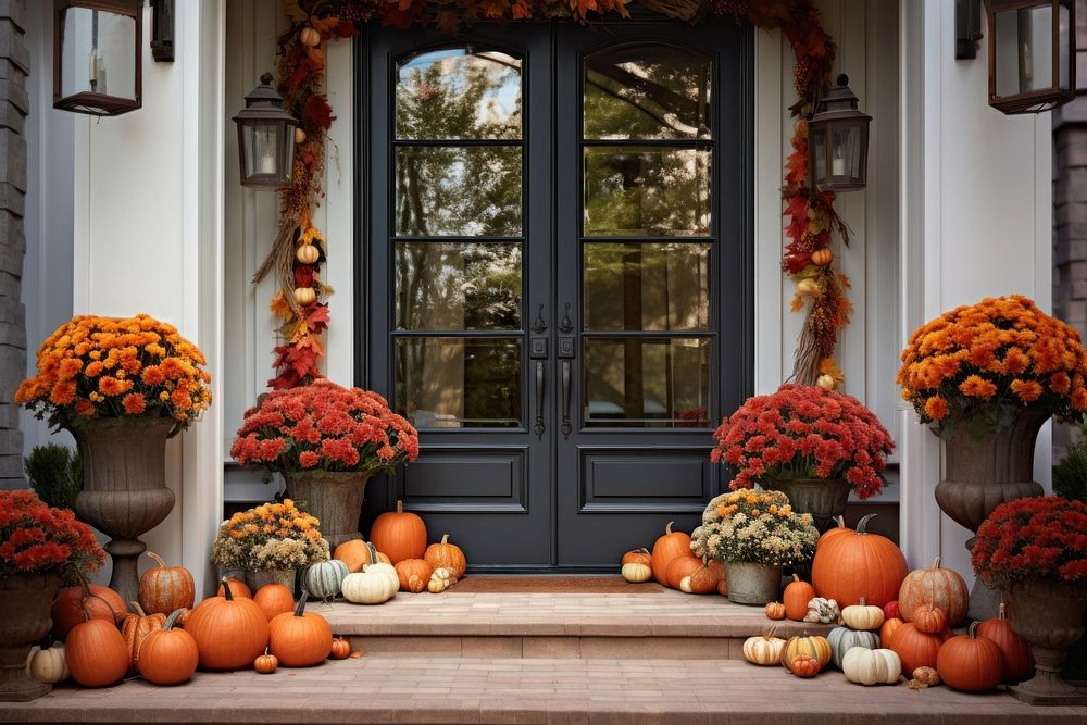 Pumpkin door architecture decoration. AI generated Image by rawpixel.