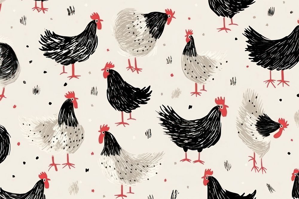 Chicken poultry pattern animal. AI generated Image by rawpixel.