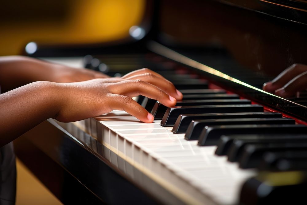 Child hands practice piano keyboard musician pianist. AI generated Image by rawpixel.