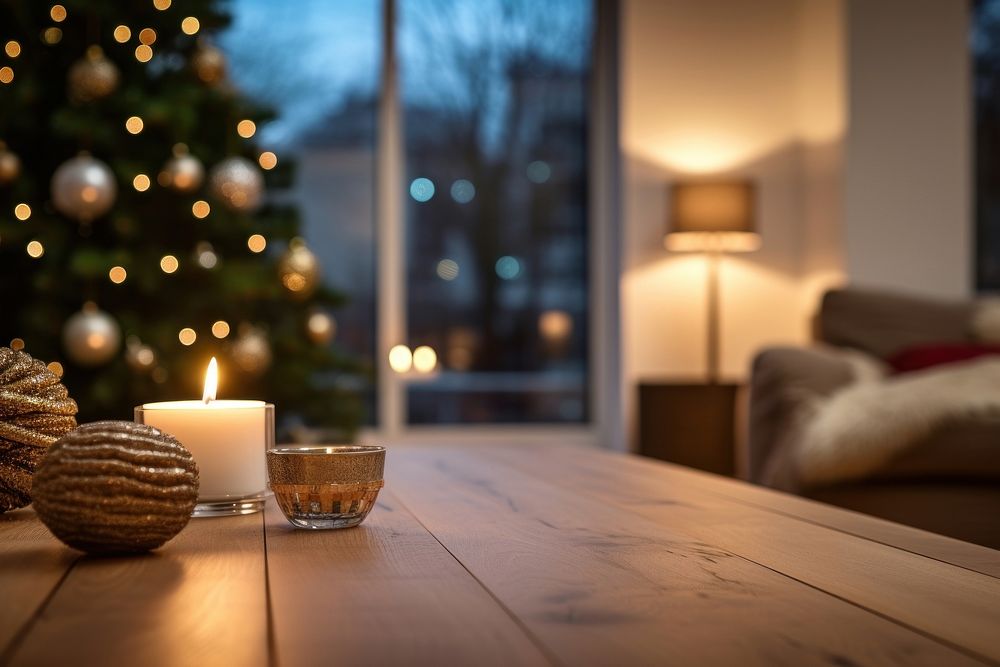 Christmas candle table furniture. AI generated Image by rawpixel.