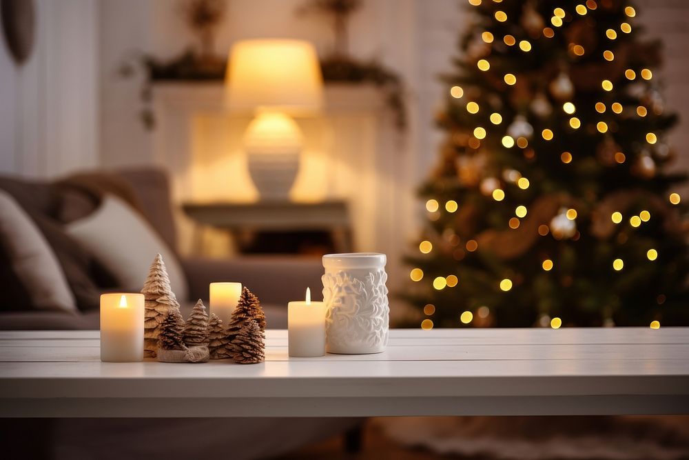 Christmas candle table light. AI generated Image by rawpixel.