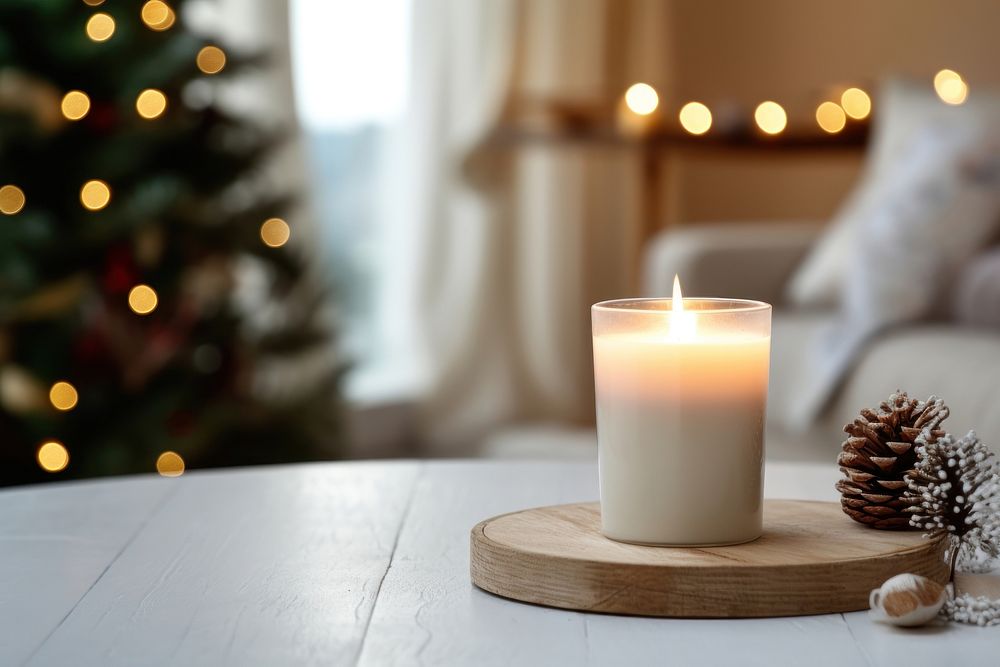 Candle christmas table light. AI generated Image by rawpixel.