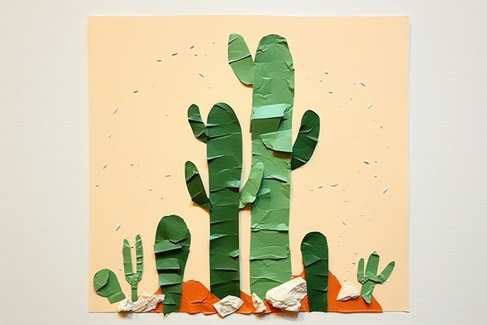 Cactus art collage paper. AI generated Image by rawpixel.