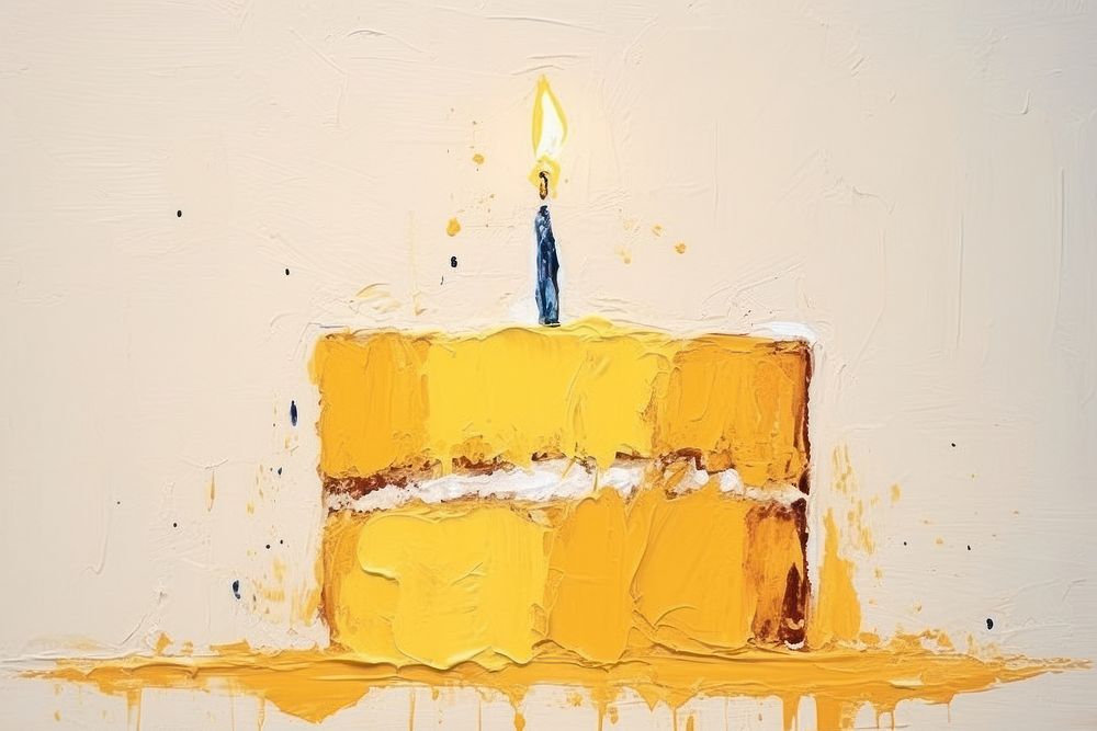 Yellow butter cake art illuminated anniversary. AI generated Image by rawpixel.