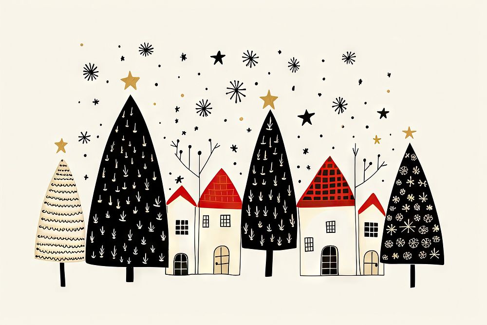 Christmas tree house architecture celebration. AI generated Image by rawpixel.