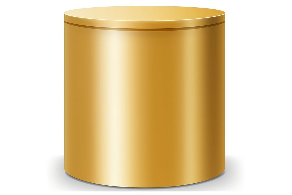 Gold shiny cylinder white background container aluminum. AI generated Image by rawpixel.