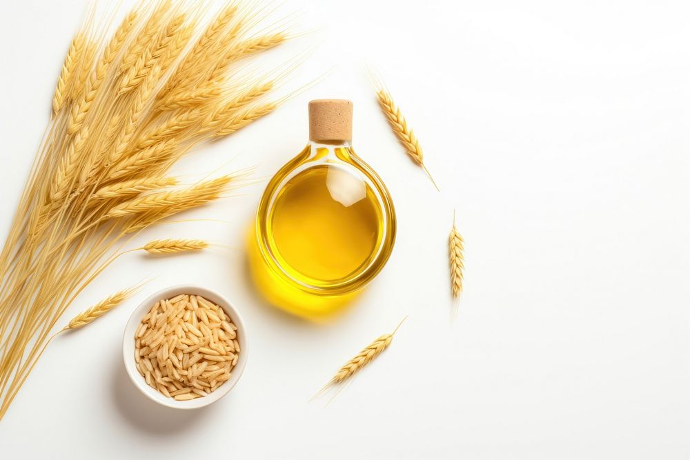 Rice bran oil bottle food white background. AI generated Image by rawpixel.