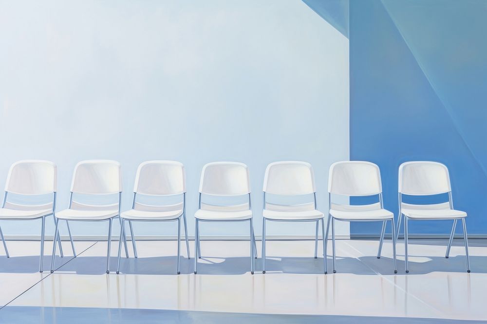 White chairs furniture room repetition. AI generated Image by rawpixel.