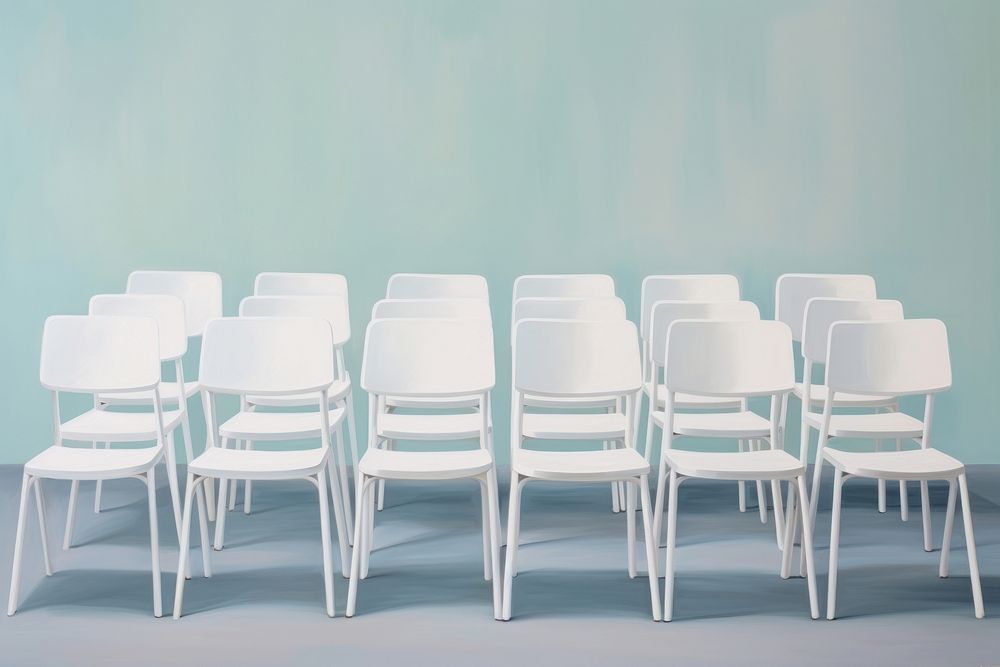 White chairs architecture furniture table. AI generated Image by rawpixel.