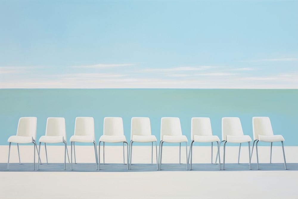 White chairs furniture outdoors horizon. AI generated Image by rawpixel.