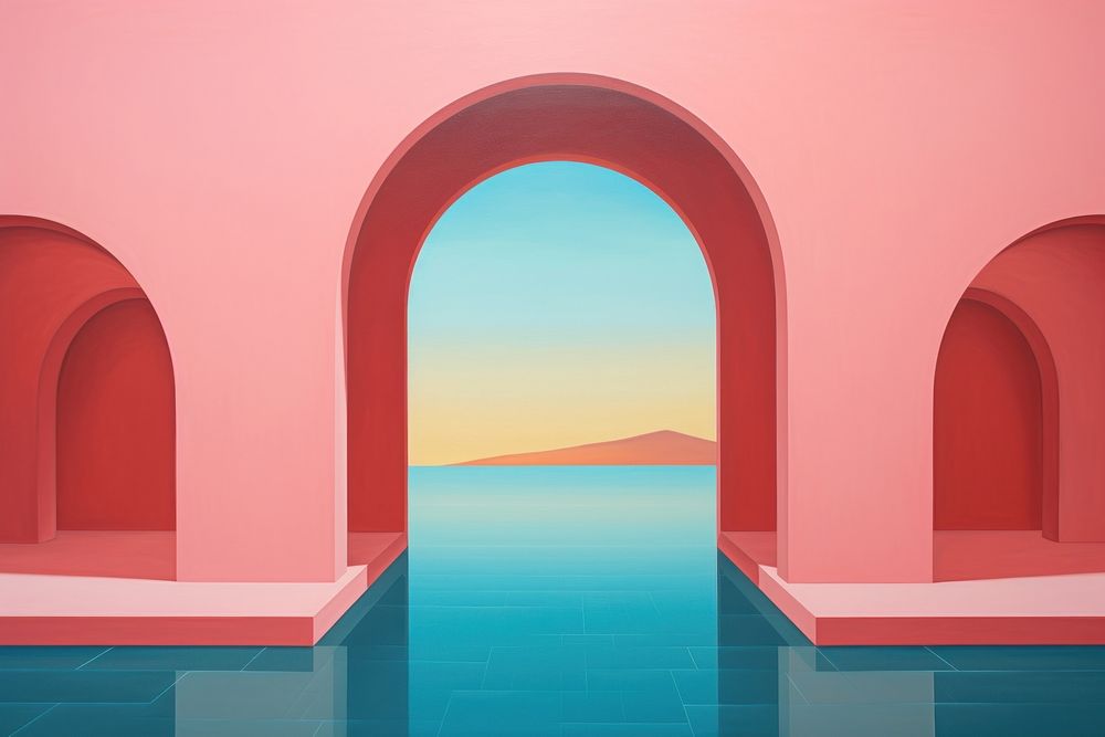 Arch architecture tranquility reflection. AI generated Image by rawpixel.