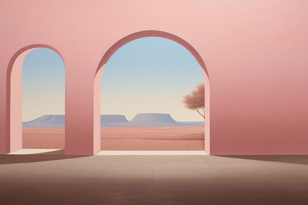 Arch architecture landscape tranquility. AI generated Image by rawpixel.