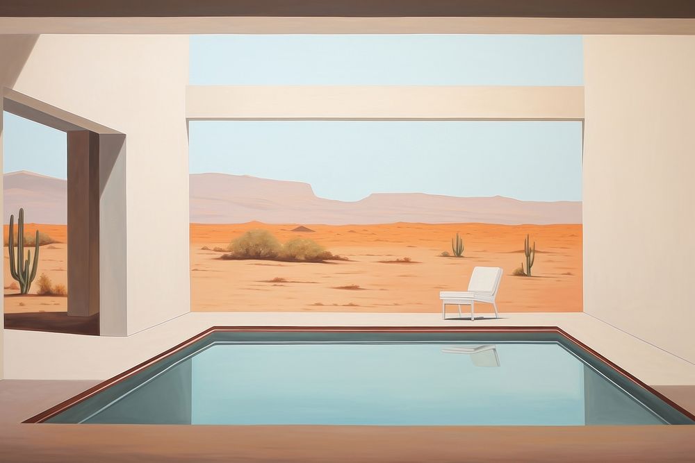 Relaxation space architecture furniture desert. AI generated Image by rawpixel.