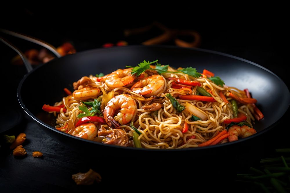 Food vegetable noodle crustacean. AI generated Image by rawpixel.