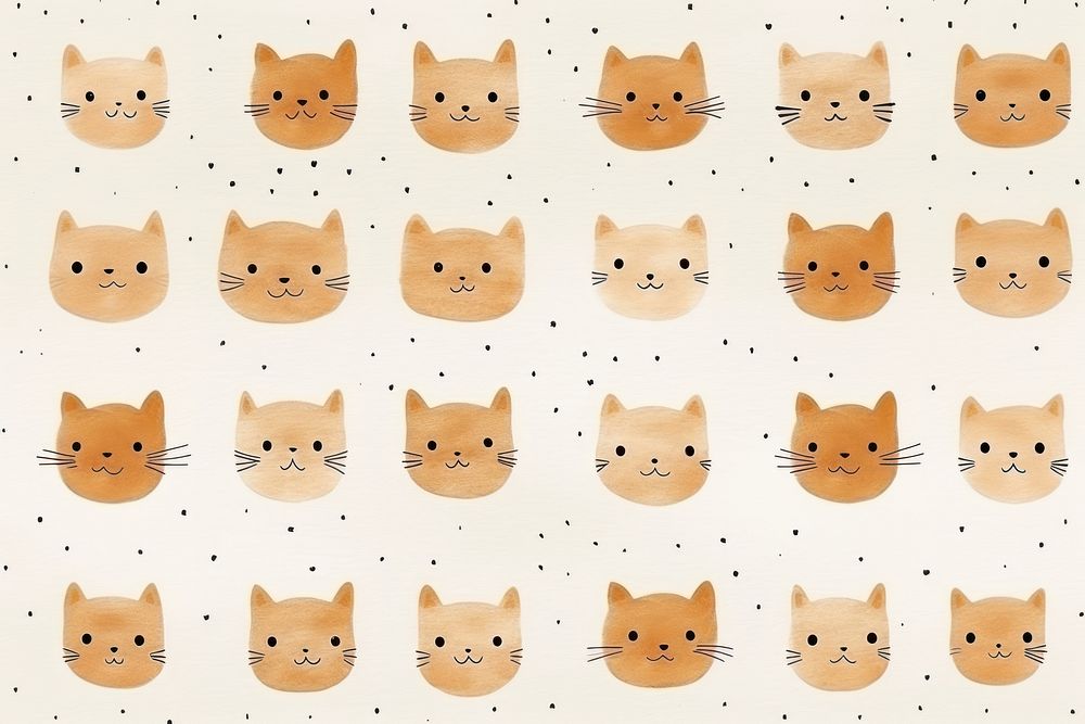 Brown cat heads pattern animal mammal. 