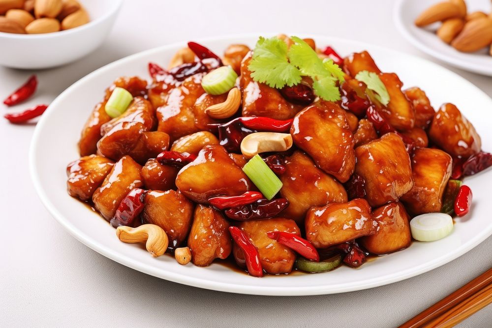 Kung Pao chicken food table meal. AI generated Image by rawpixel.