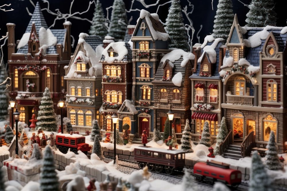 Christmas celebration town toy representation transportation. AI generated Image by rawpixel.