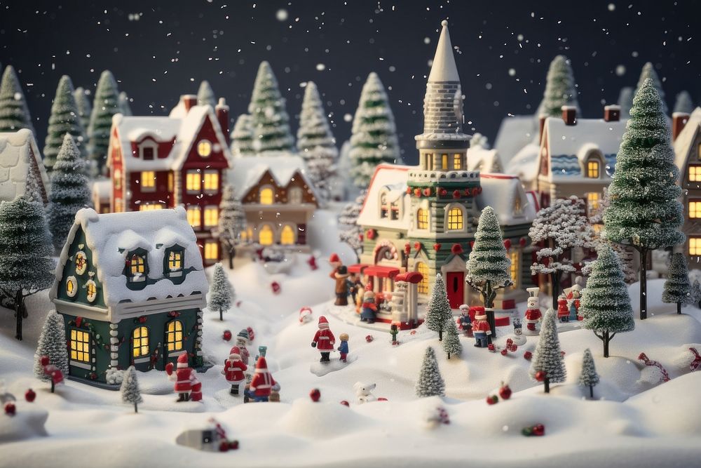 Christmas celebration town outdoors snowman winter. AI generated Image by rawpixel.
