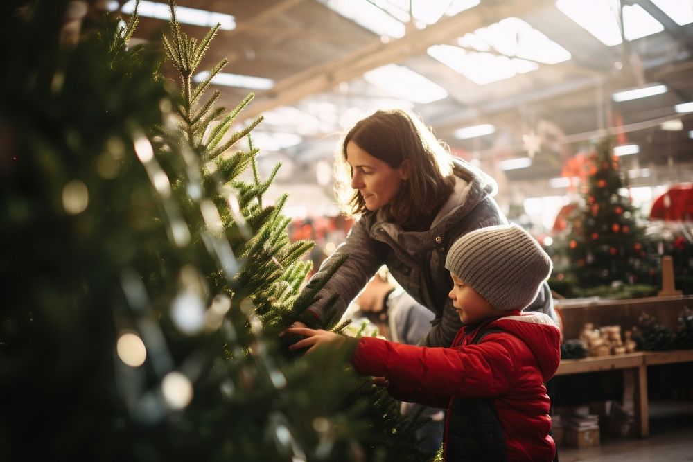 Christmas tree buying togetherness anticipation. AI generated Image by rawpixel.