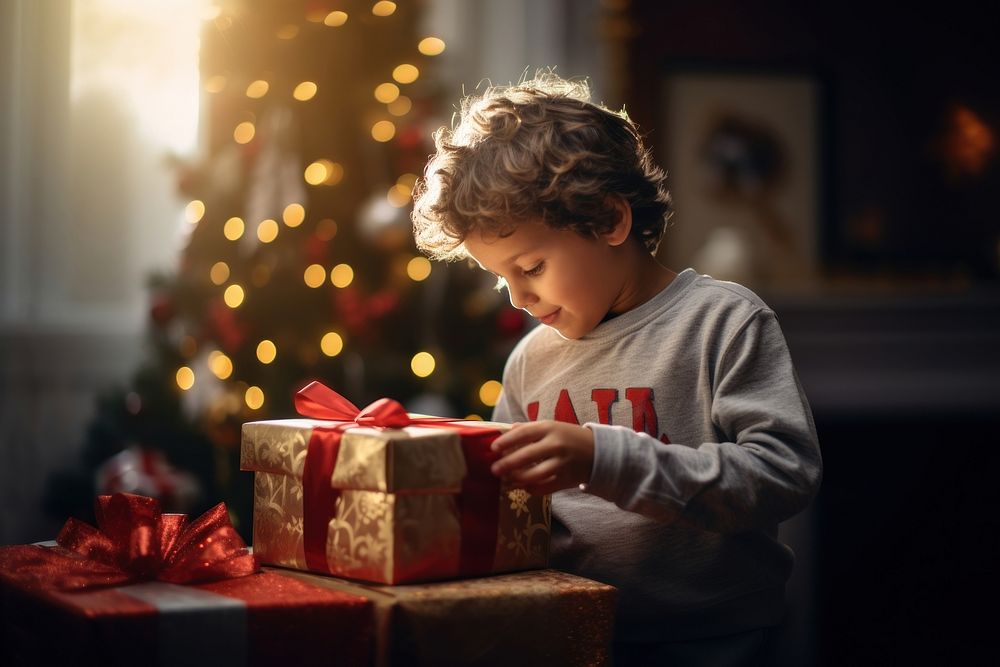Christmas gift child kid anticipation. AI generated Image by rawpixel.