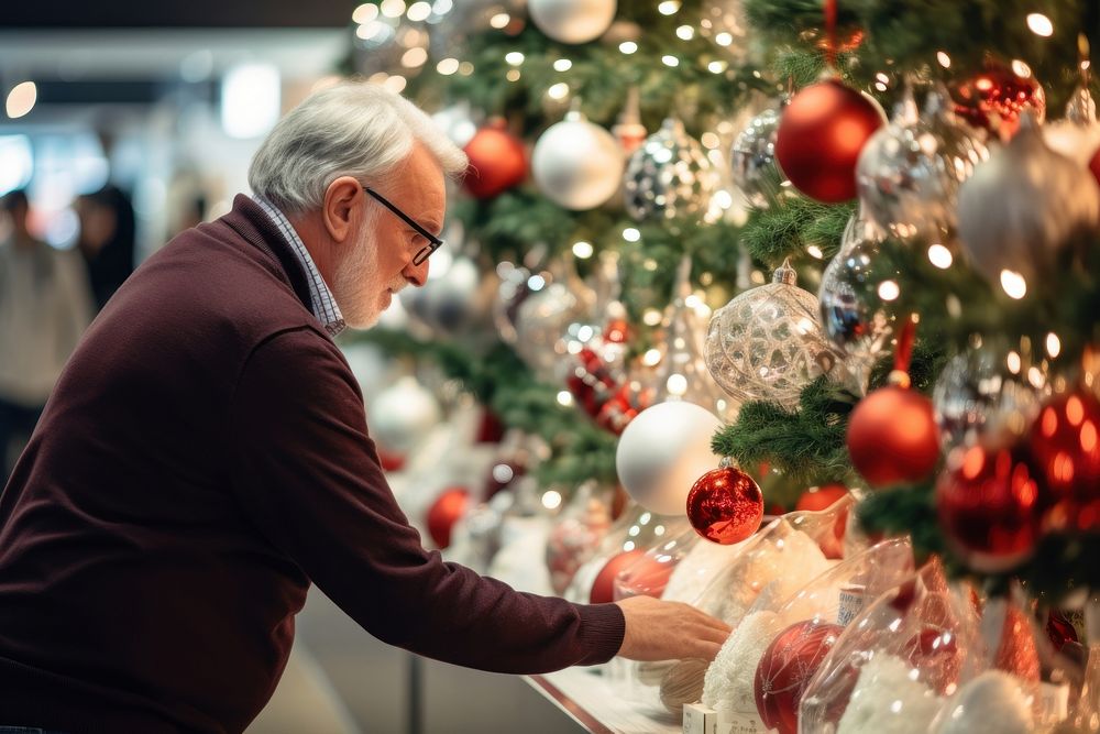 Christmas descorations shopping adult man. AI generated Image by rawpixel.