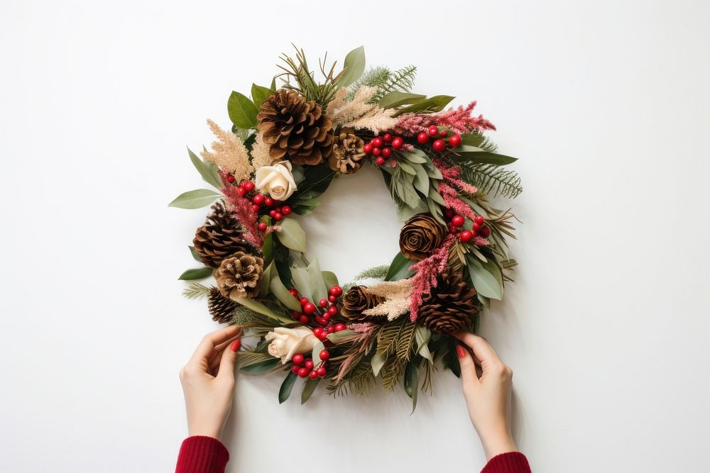 Christmas wreath adult woman celebration. AI generated Image by rawpixel.