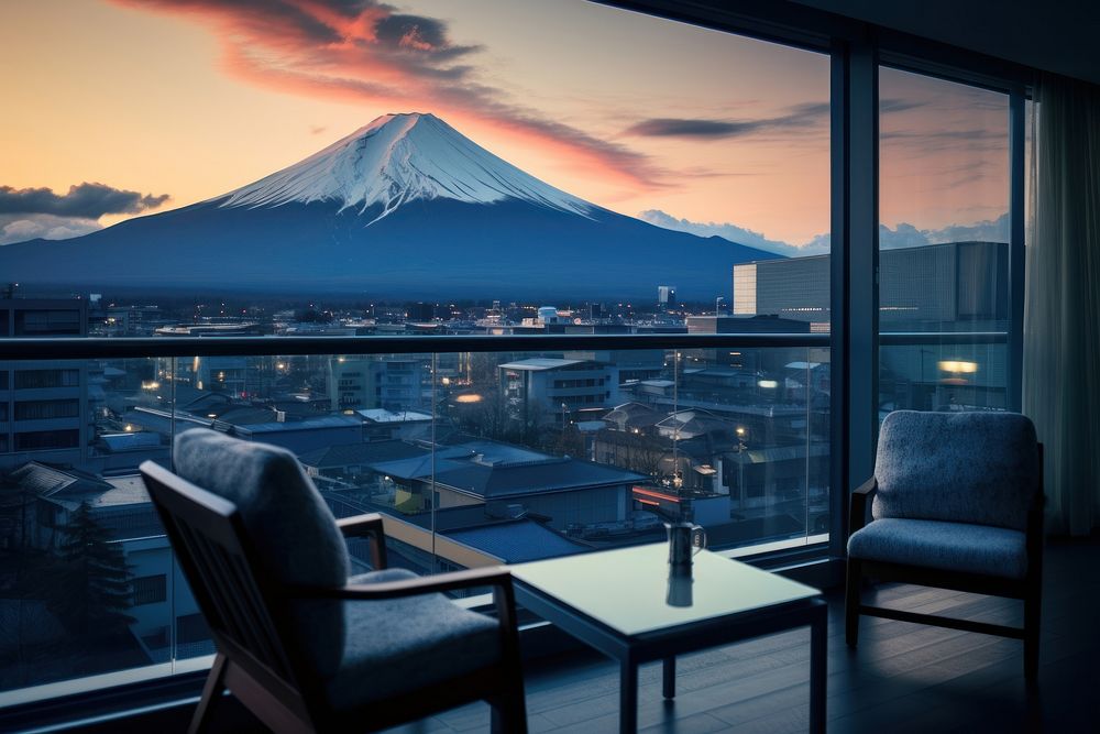 Fujisan architecture furniture cityscape. AI generated Image by rawpixel.