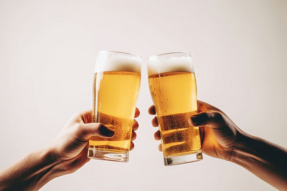 Beer mugs holding drink lager. AI generated Image by rawpixel.