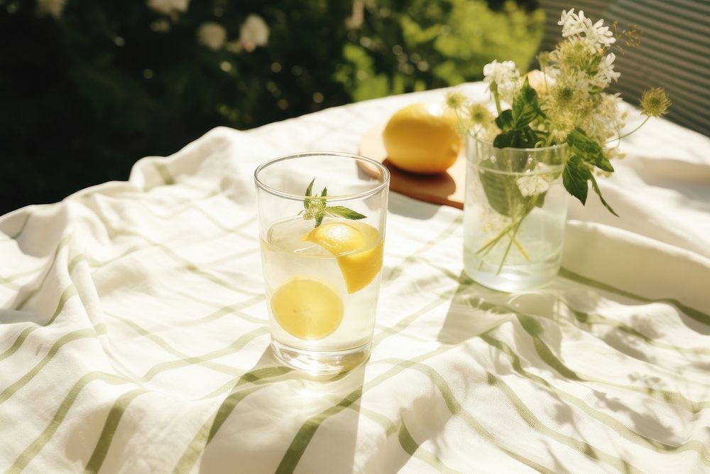 Summer drinks cocktail refreshment tablecloth. 