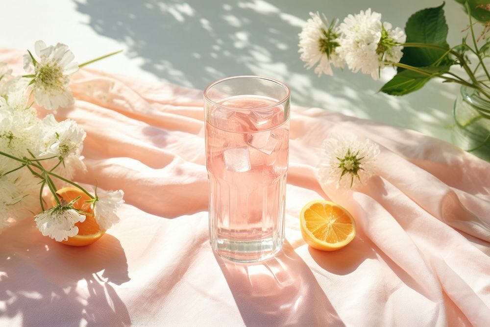 Summer drinks flower fruit glass. AI generated Image by rawpixel.