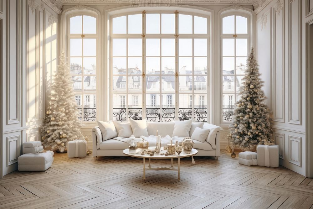 Christmas decoration furniture window white. AI generated Image by rawpixel.