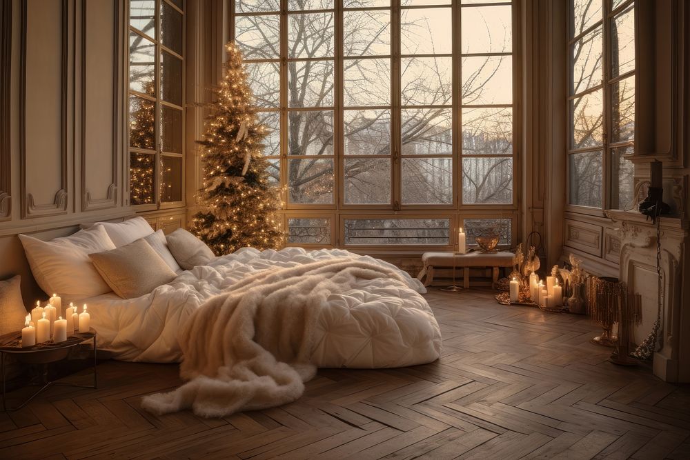 Christmas decoration furniture window light. AI generated Image by rawpixel.