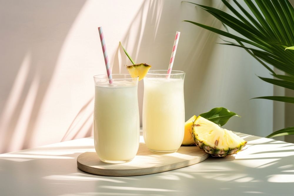 Pina colada drink lemonade summer. AI generated Image by rawpixel.