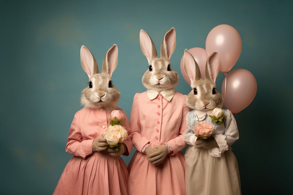 Rabbit family portrait. AI generated Image by rawpixel.