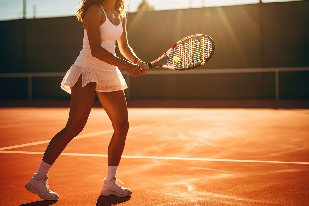 Woman playing tennis activity outdoors sports. AI generated Image by rawpixel.
