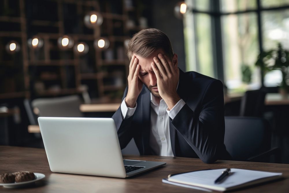 Computer laptop anxiety worried. AI | Premium Photo - rawpixel