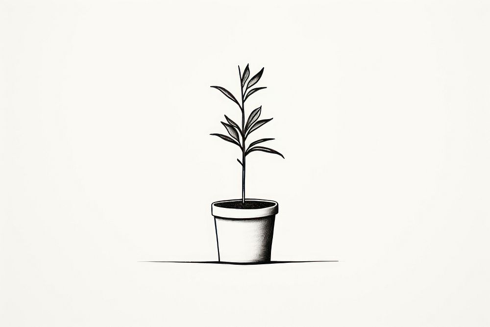 Plant drawing leaf pot. AI generated Image by rawpixel.