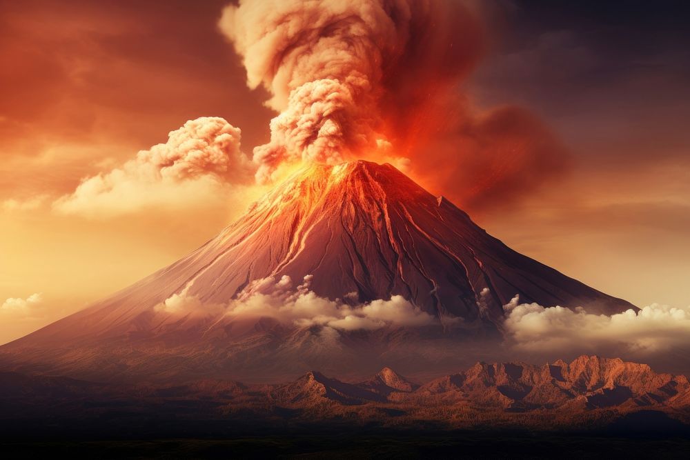 Volcano mountain outdoors nature. AI generated Image by rawpixel.