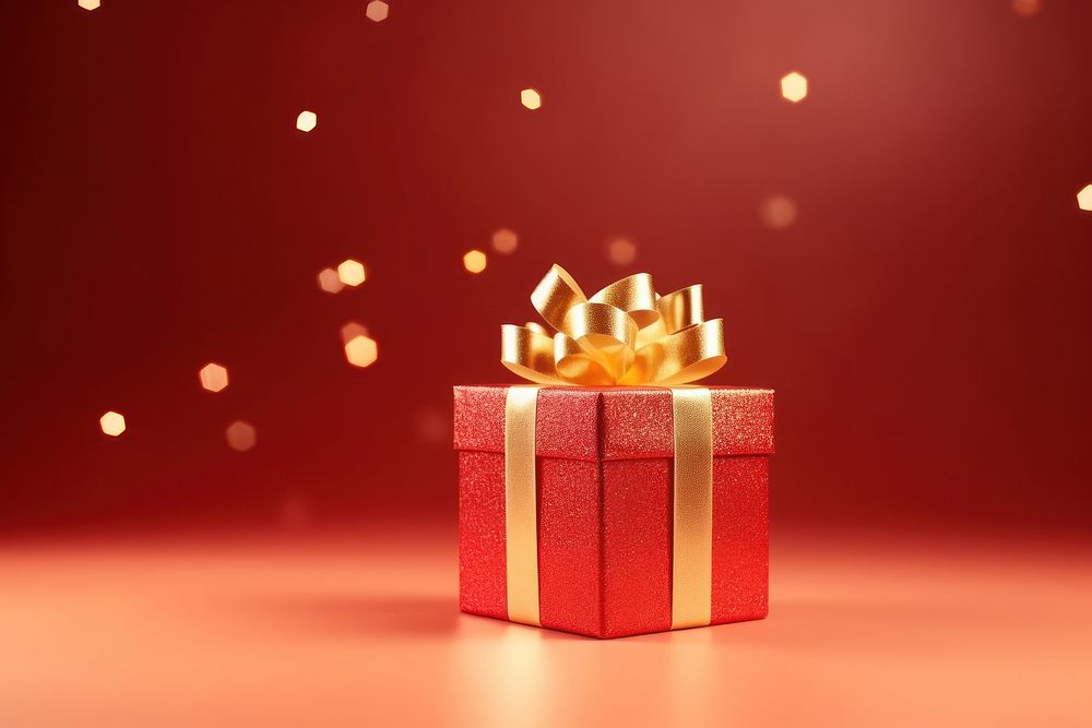 Gift boxs gold red red background. AI generated Image by rawpixel.