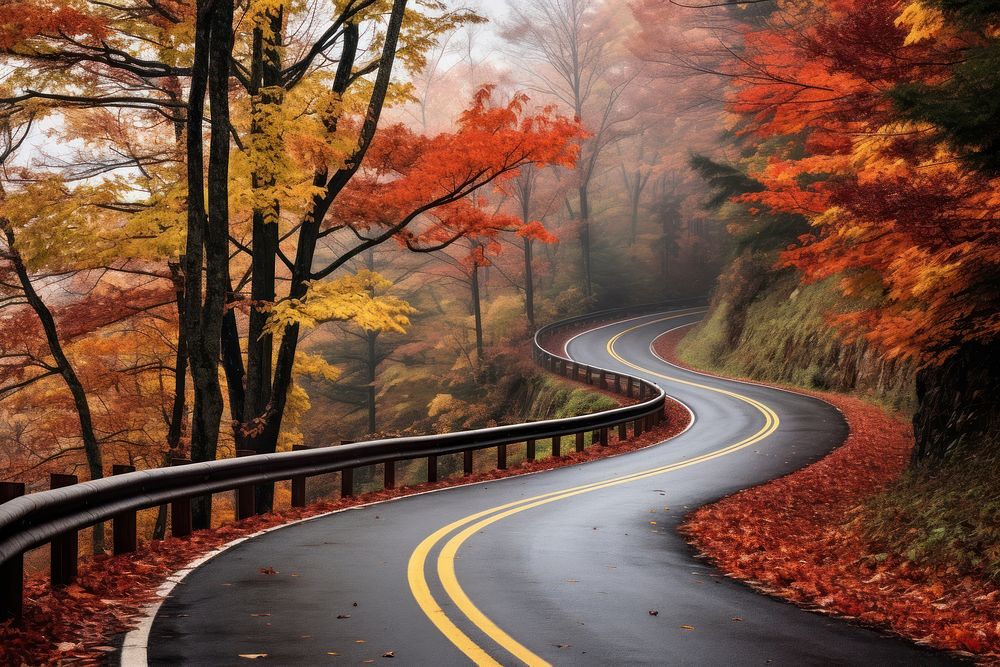 Autumn autumn road infrastructure. AI generated Image by rawpixel.