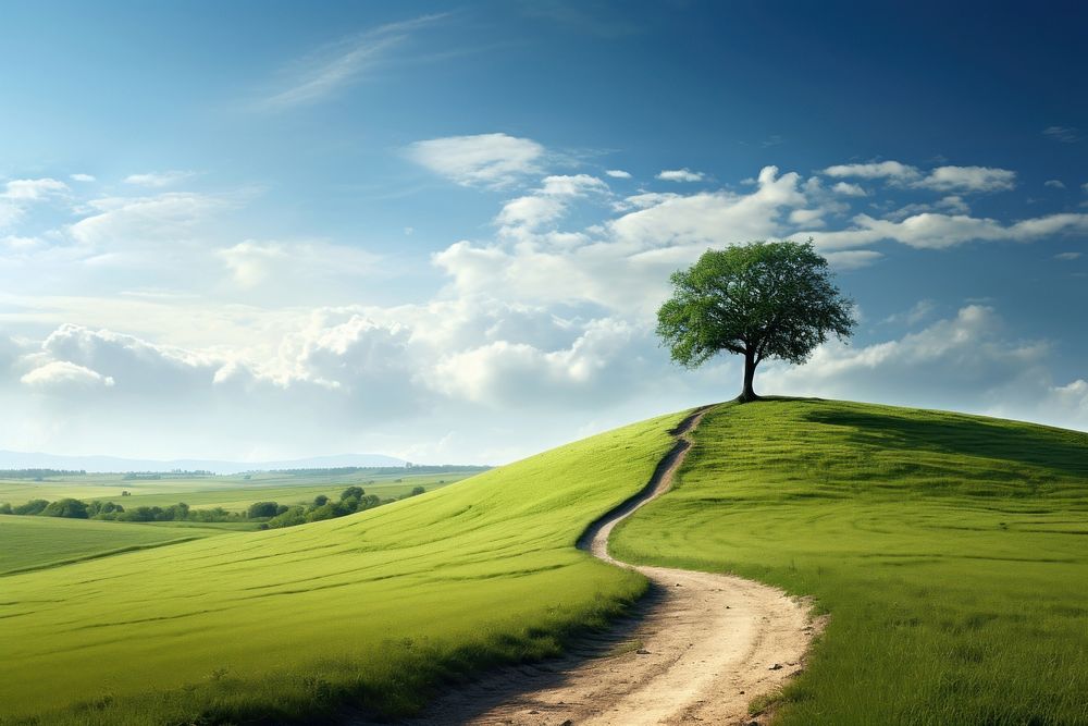 Landscape grassland outdoors horizon. AI generated Image by rawpixel.