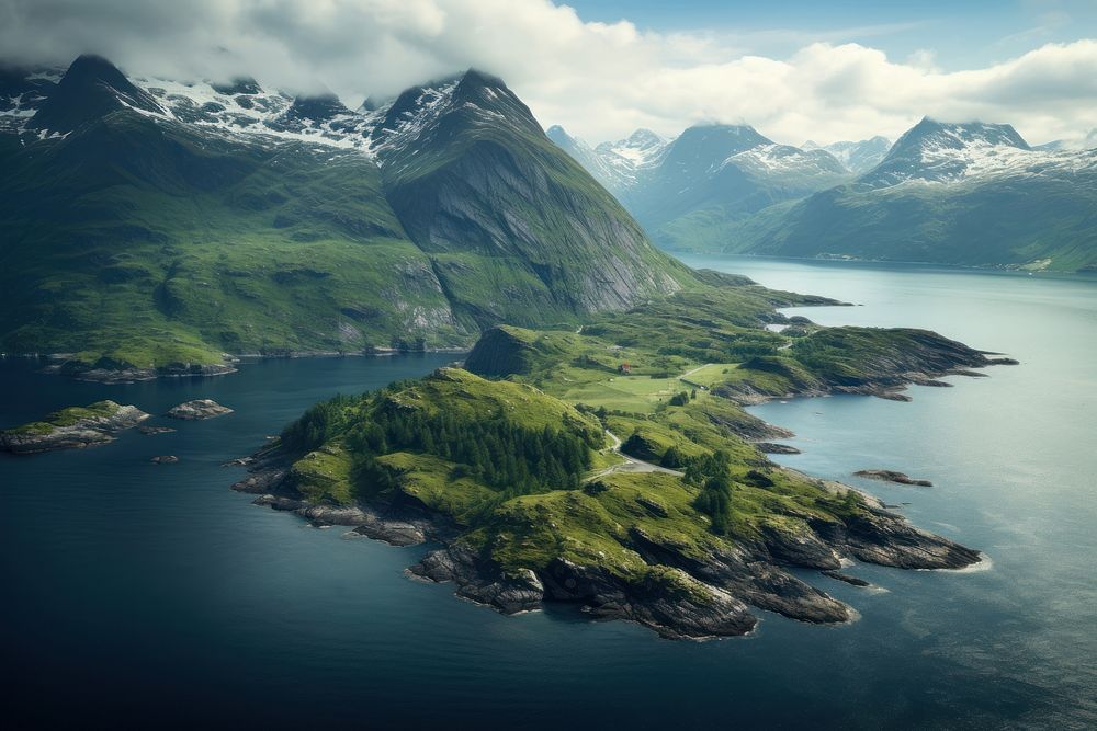 Fjord landscape outdoors nature. AI generated Image by rawpixel.