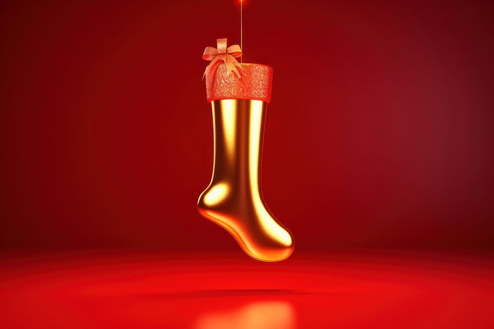 Christmas stocking christmas light gold. AI generated Image by rawpixel.