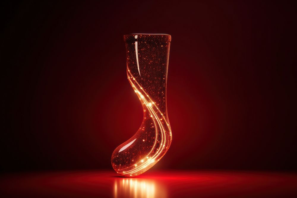 Christmas stocking light red illuminated. 